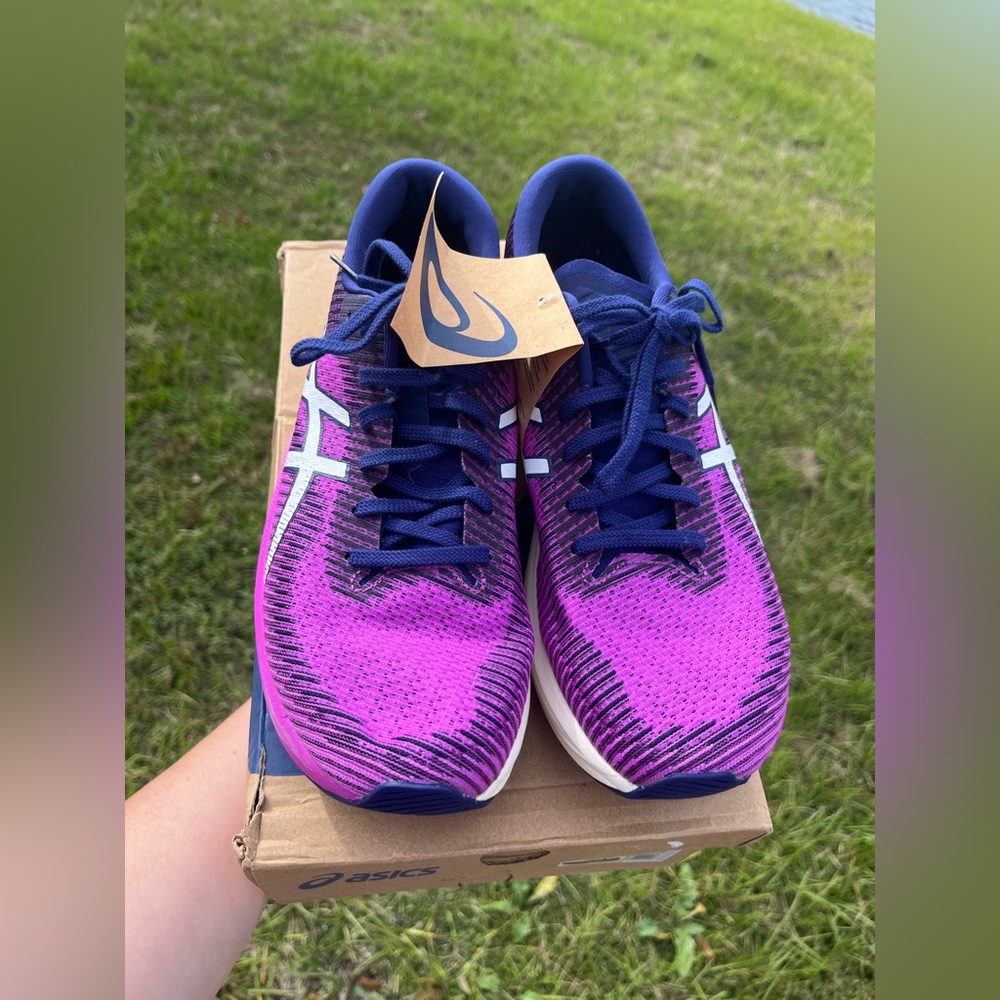 Asics Women's Purple Navy Pink Gradient Running Shoes - Picture 2 of 9